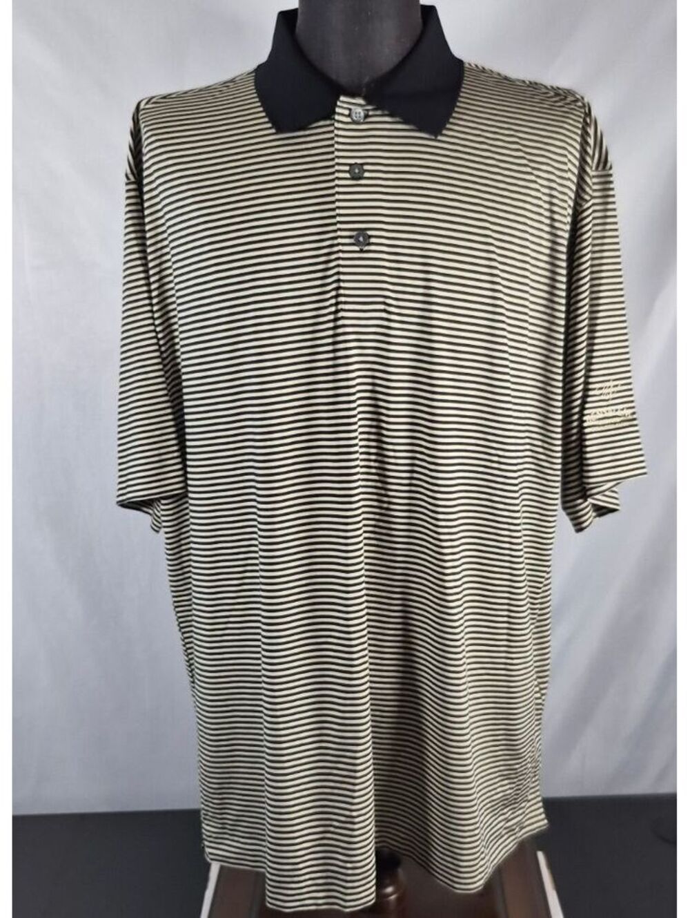 FootJoy XXL Black Cream Stripe Performance Golf Polo Bensalem Country Club